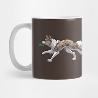 Running Red lilac Merle Border Collie with Frisbee Mug